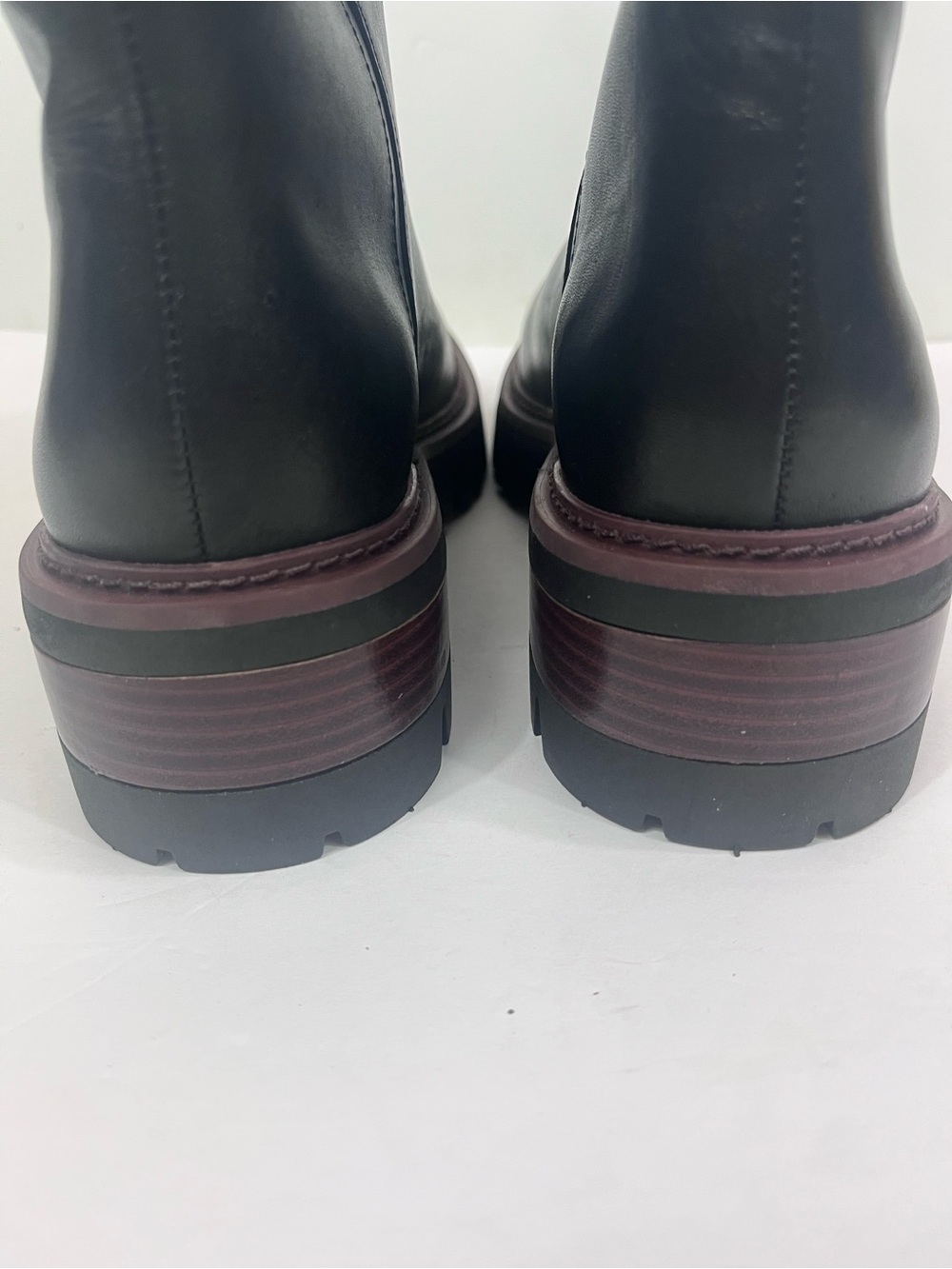 Arezzo Bailey Mid Black Leather Tractor Boots - Picture 6 of 9